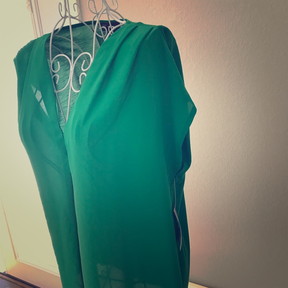 NWT Emerald Green Pleated Front Blouse